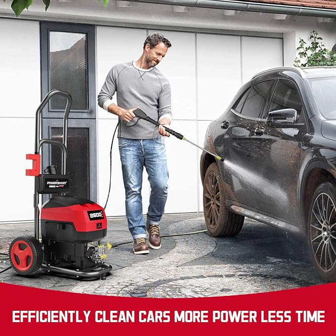PowerSmart 80V 2600PSI Cordless Electric Pressure Washer, 6.0AH Battery Charger 1.2GPM, Battery Powered Electric Power Washer with 35FT Hose Reel, 27FT Hose, 5in1 Nozzle Set, Onboard Soap Tank