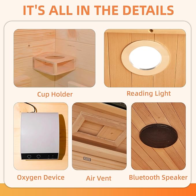 Infrared Sauna for Home, 1 Person Full Spectrum Infrared Sauna, Indoor Dry Roomy Sauna with Rapid Heating 4 Carbon Panels&1 Carbon Tube, 7 Color Therapy Lights, 110V