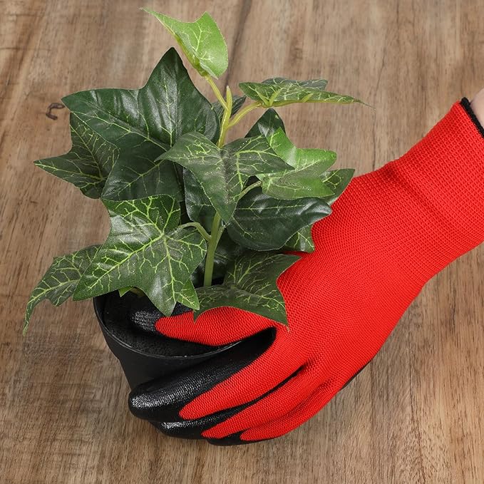 48 Pack Gardening Gloves Bulk for Men Women, Breathable Nitrile Rubber Coated Garden Gloves Dipped Gripping Work Gloves for Construction, Gardening