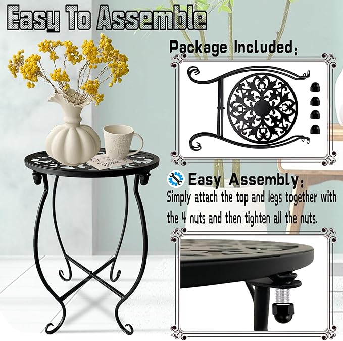 Plant Stand Indoor Outdoor, Metal Plant Stand for Indoor Plants Iron Art Flower Pot Holder Stand Decoration Shelf Racks for Single Planter Use in Garden Patio Corner 2 Pack