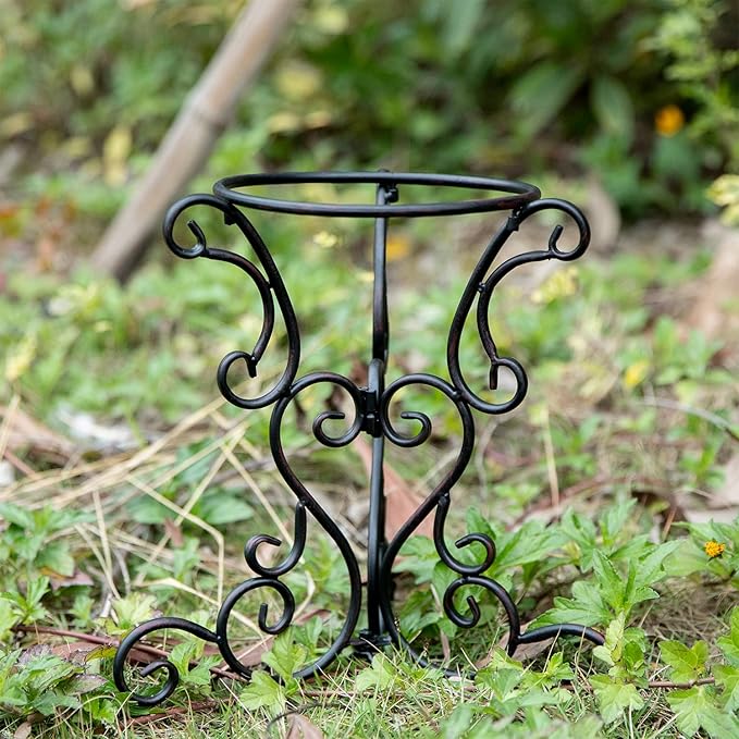 Gazing Globe Stand, Gazing Ball Stand for 8-10 Inches Garden Gazing Globes, Outdoor Garden Black Metal Scroll Gazing Globe Display Stand