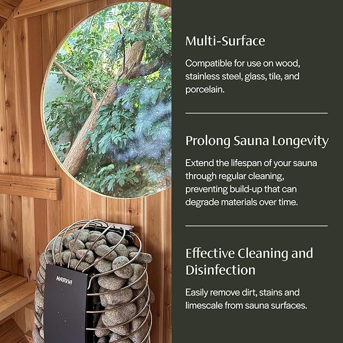 Almost Heaven Saunas Cleaner Care Kit, Includes Natural Wood Cleaner, Paraffin Oil, Gloves, Sponge & Sandpaper, Traditional or Infrared Cleaning & Protection Solutions for Indoor or Outdoor Saunas