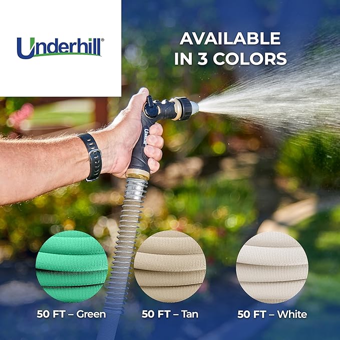 Featherweight EVO Lightweight Fabric Garden Water Hose for Outdoors, Yard, Kink-Resistant, Flexible, Weighs 5 Pounds, 200 PSI Working Pressure, 800 PSI Burst Pressure, 50 ft Long, Tan