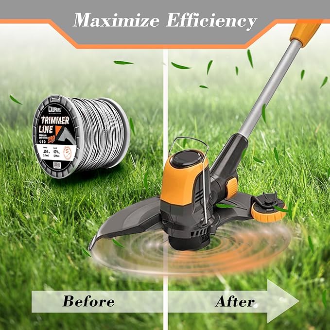 Cluparis 3-Pound Heavy Duty Sawtooth Trimmer Line .095-inch, 0.095" Sawtooth Weed Eater String Fits Medium & Heavy Grass & Weeds, 095 Trimmer String for Universal Weedeater Line of Premium Nylon