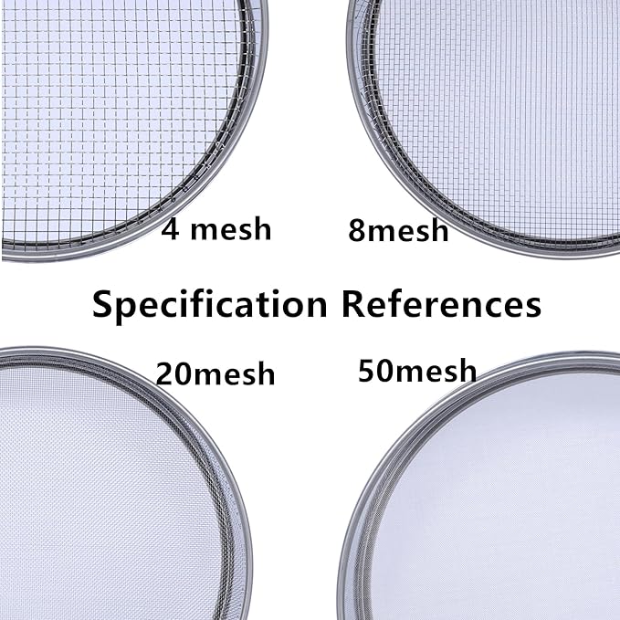 Soil Sifter for Garen -10 inches Soil Sieves for Rocks Compost-Stainless Steel Mesh Sifting Pan (1/8 inch mesh)