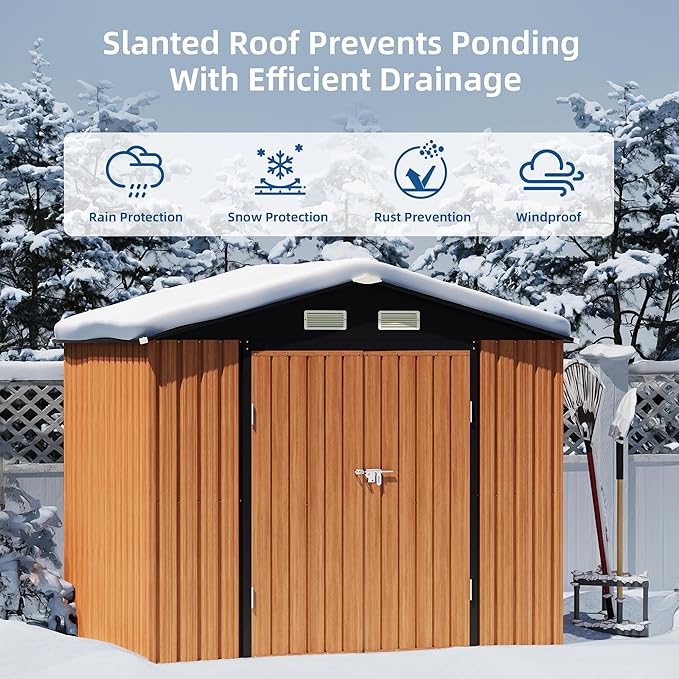 6x8FT Outdoor Storage Shed, Metal Garden Shed with Updated Frame Structure & Lockable Doors, Large Tool Shed for Backyard, Patio,Lawn,Utility & Bike Storage