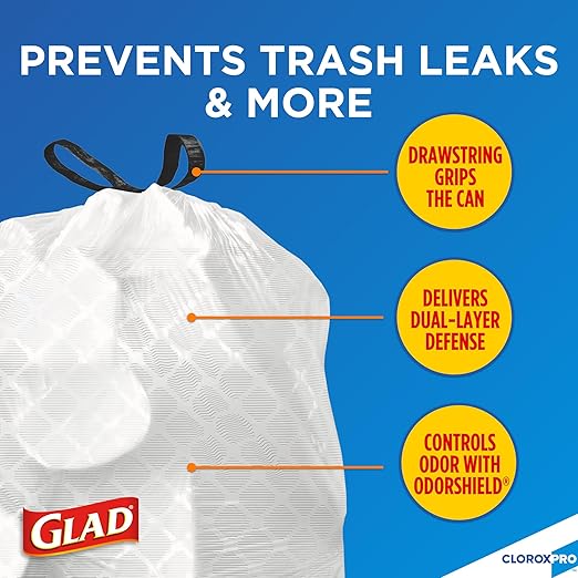 CloroxPro Glad ForceFlex 13 Gallon Tall Kitchen Drawstring Trash Bags, 100 Count and Pine-Sol Multi-Surface, All-Purpose Cleaner, 2x Concentrated Formula, Original Pine, 80 Fl Oz (Package May Vary)
