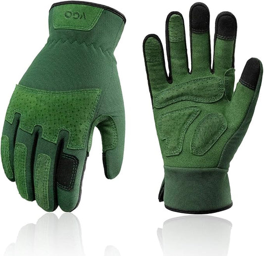 Vgo... 1-Pair Ladies' Synthetic Leather Gardening Gloves, Puncture-proof, Thornproof, Durability & Anti-shock Work Gloves, Touchscreen (Size L, Green, SL7471)