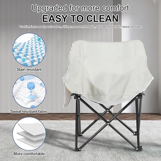 Oversized Portable Sauna Chair, Fast Folding Chair with Carrying Bag for Personal Home Sauna (White)