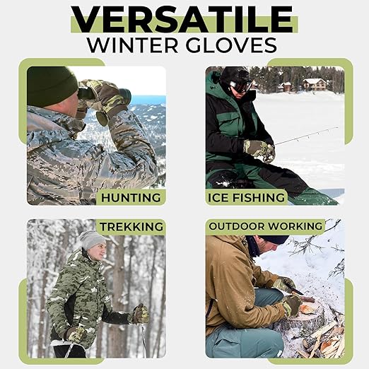 HANDLANDY Waterproof Insulated Work Gloves, 3M Thinsulate Thermal Winter Gloves for Men Women Touch Screen, Warm Ski Snowboard Cold Weather Gloves (Camo, X-Large)
