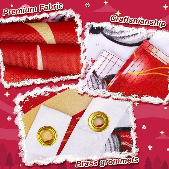 XIFAN Christmas Flag Double Sided 3x5 ft Outdoor, Large Merry Christmas Banner with Red Gnome Buffalo Plaid Truck Xmas Tree Snowman, Winter Holiday Gift Wall Decor Decoration