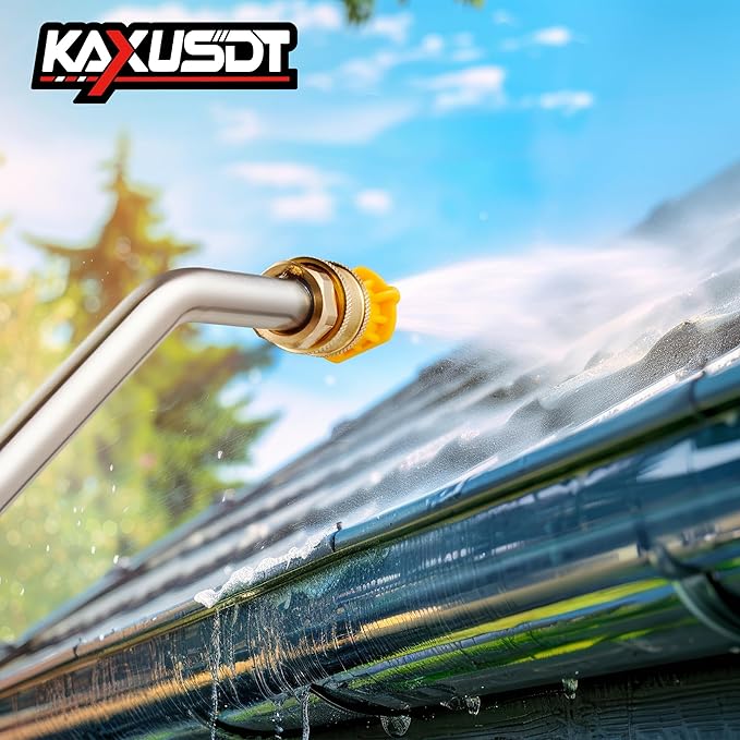 24FT Pressure Washer Telescoping Extension Wand, 𝟐𝟎𝟐𝟓 𝐔𝐩𝐠𝐫𝐚𝐝𝐞𝐝 High Power Accessories with Brush Head & 3 Wand, 7 Spray Nozzle Tips, 4000PSI Gutter Cleaning Tools for Wall Window Soffit