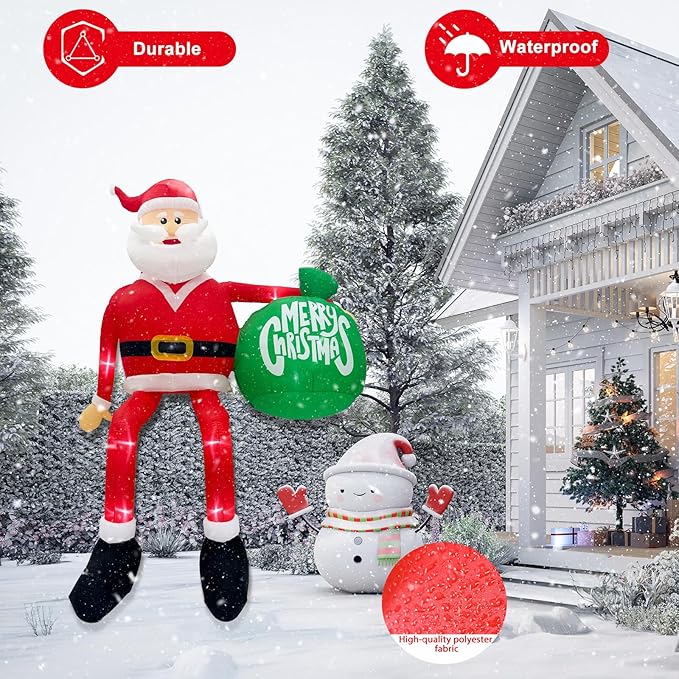 OurWarm 15FT Christmas Inflatable Outdoor Decoration, Climbing Santa Giant Christmas inflatables Christmas Blow Ups with LED Lights, Inflatable Christmas Decorations Outdoor for Lawn Yard Xmas Decor