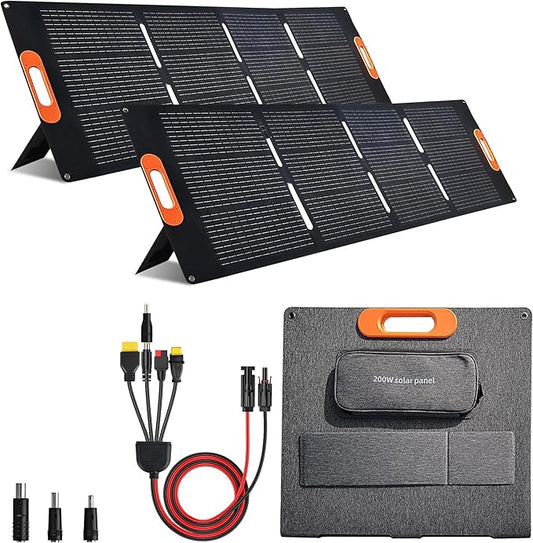 30W 100W 200W 400W Solar Panel,Portable Foldable Solar Panel Kit,Black with Carrying Case (2 * 200W)