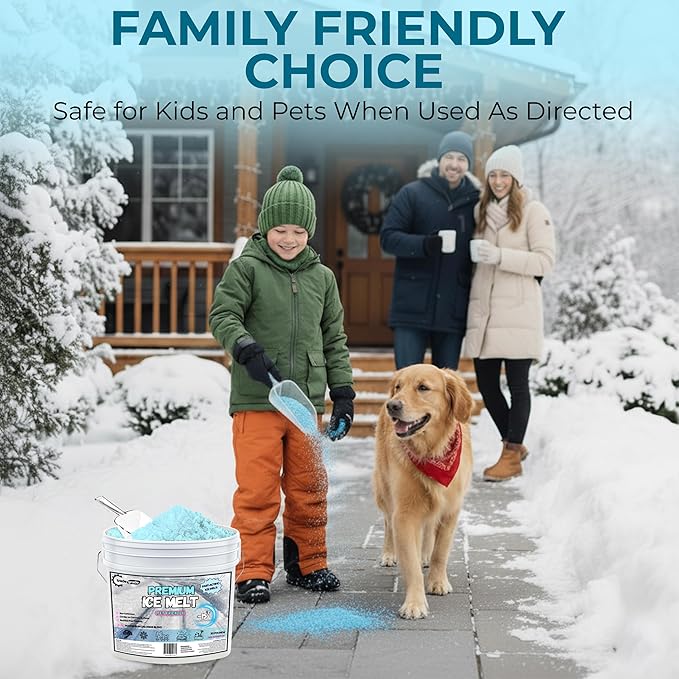 Ice Melt for Snow Pet Friendly - Fast Acting Magnesium Chloride Ice Melt Salt, Snow Salt 30lb Bucket with Scoop