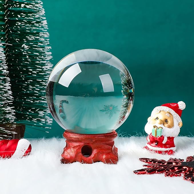 Modaier Crystal Ball 60mm with Wooden Stand and Gift Box for Magic,lensball Photography,Family Decorative,Fortune Teller,Feng Shui,Witchcraft,Witch Decor,and Halloween Decor
