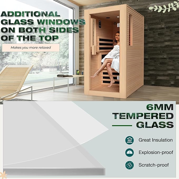 1 Person Full Spectrum Infrared Sauna,Home Dry Sauna with Rapid Heating & Adjustable Backrest Chair, Indoor Spa Room, 120V,Detox & Muscle Relaxation