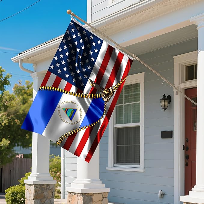 Vintage American America Usa Nicaraguan Nicaragua Flags For Outside Yard 3x5 Ft Double Sided Printed 100d Polyester Lightweight Garden Welcome Outdoor Banner Brass Grommets