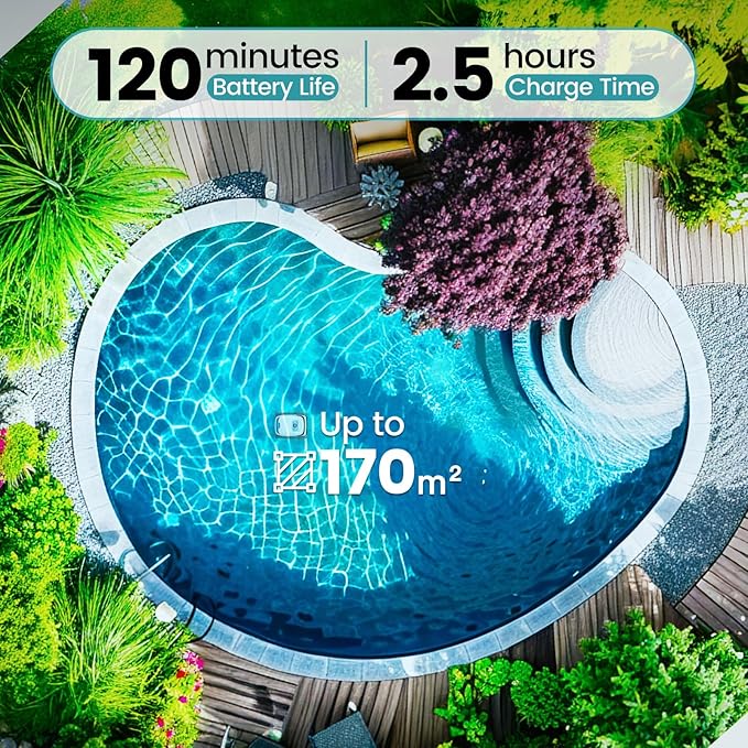 Pool Vacuum Robot for Inground Pools, 45,000Pa Suction Power, Smart Navigation, 4L Filter Basket
