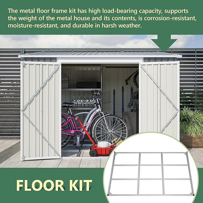 8x6 FT Outdoor Storage Shed W/Adjustable Lockable Double Side Doors,Metal Shed W/Floor Frame & 2 Air Vents,Garden Tool House W/Updated Frame Structure,for Backyard Patio Lawn,Gray