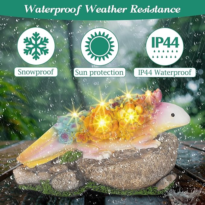 Garden Axolotl Statue Solar Statues Honey Bee jar Decor with LED Lantern ，Resin Axolotl Figurine Ornament for Patio Yard Lawn Porch Outdoor Decor (Axolotl 1)