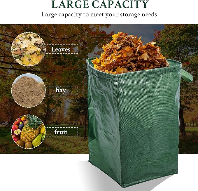 kingsea 2 Pack Yard Waste Bags, Large Yard Dustpan-Type Garden Bag, 53 Gallons Heavy Duty Lawn Pool Garden Leaf Bag for Collecting Leaves Grass Clippings Yard Debris