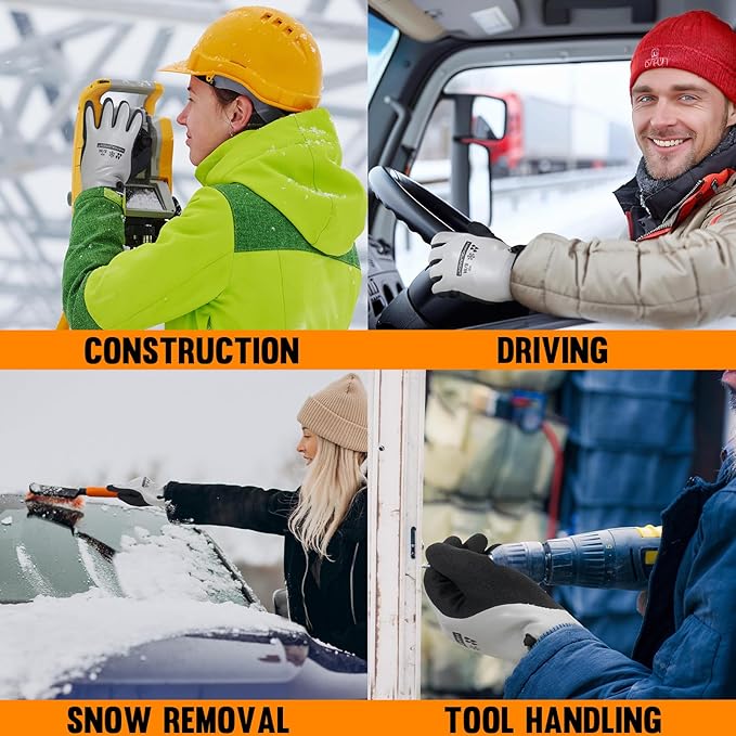 HANDLANDY Waterproof Work Gloves for Cold Weather, Insulated Winter Freezer Work Gloves with Grip for Men & Women