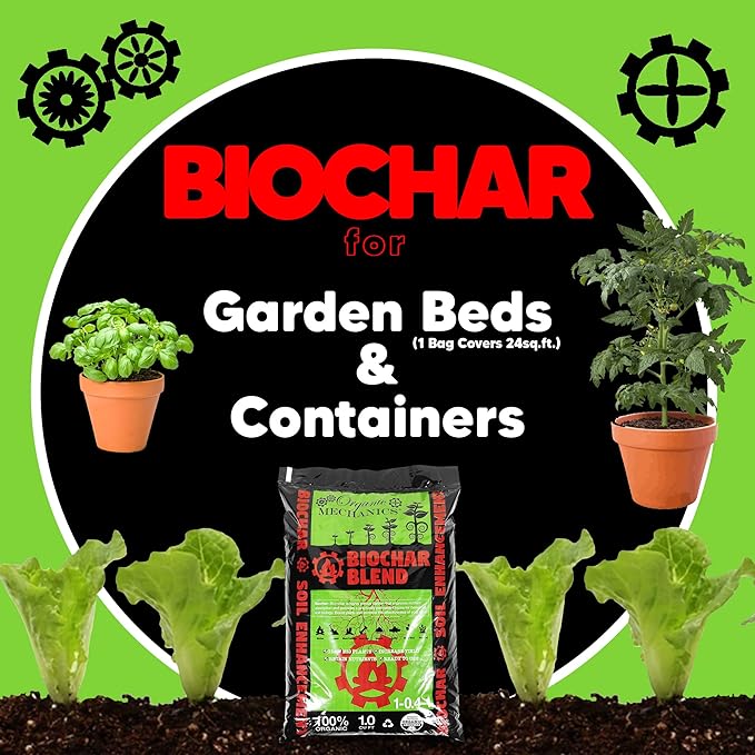 Biochar Soil Blend, 1 Cubic Foot - Enhances Plant Growth with Bone Char, Worm Castings, and Compost for Garden Beds & Containers - Eco-Friendly & Locally Sourced