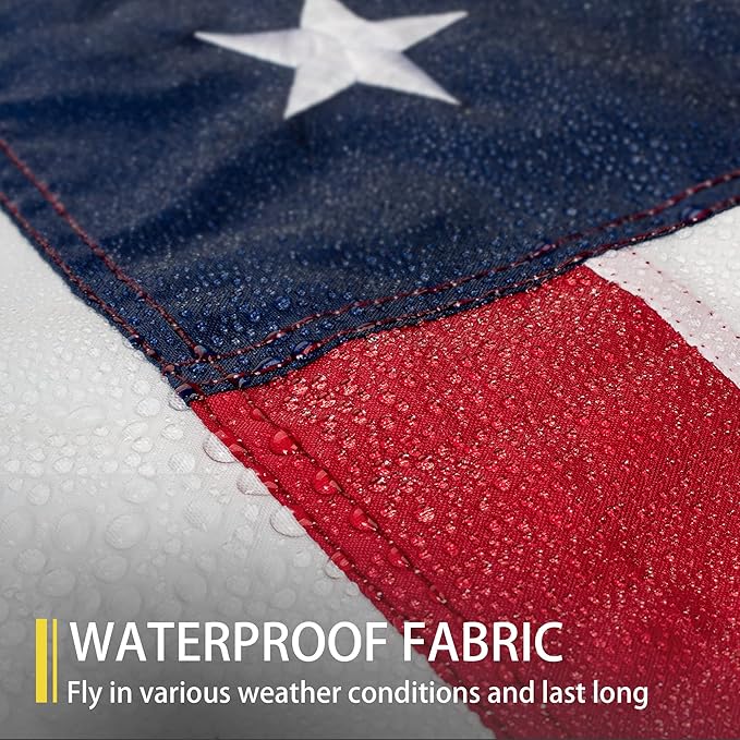 American Flag 2.5x4 FT Outdoor, Heavy Duty High Wind US Flag, Embroidered Stars, Sewn Stripes, Brass Grommets, Indestructible Tough USA Flags Suitable for Outside