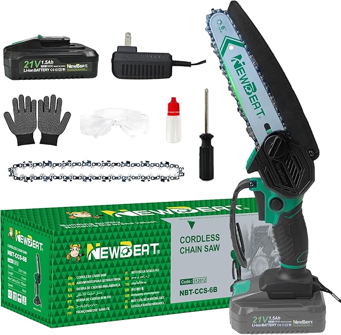 Mini Chainsaw Cordless 6 Inch - Electric Chainsaw Battery Powered, Small Handheld Portable Saw for Wood/Trees Trimming, Tools for Household and Garden, Chain Saw Gift for Men Dad Women