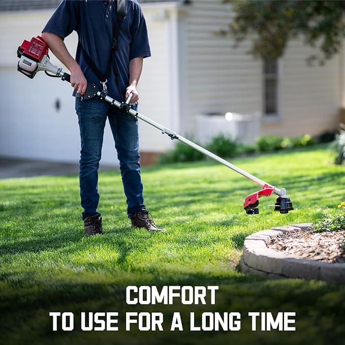 PowerSmart Gas Weed Wacker 2-Cycle 25cc Gas String Trimmer/Edger 16" and 10" Brush Cutter & Shoulder Strap Included