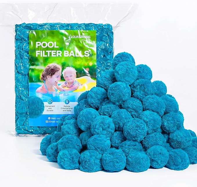 AQUASTRONG Pool Filter Balls for Sand Filter Pump, 4.6 lbs Reusable Sand Filter Balls (Replaces 150 lbs of Sand), Efficient Blue Filter Balls for Swimming Pools, Filter Pumps, Aquariums