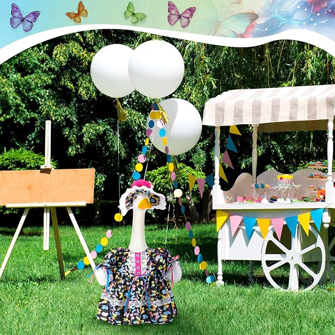 Suzile Porch Goose Outfit Butterfly Clothes for 23" High Cement or Plastic Goose Costume Dresses for Yard Lawn Outdoor Garden Patio Statue Holiday Spring Decor