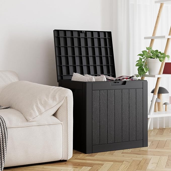 Outdoor Storage Box, 31 Gallon Deck Box, Large Resin Storage Cabinet for Gardening Tools, Patio Pillow, Lockable, Waterproof and UV Resistant