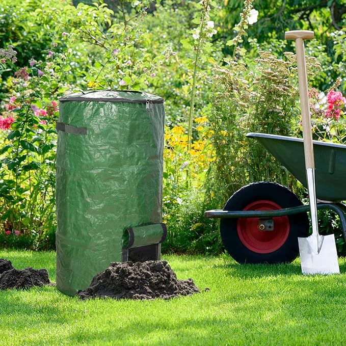 MyLifeUNIT Compost Bins Outdoor, Composting Bin for Outside Garden, Reusable Garden Yard Waste Bag, 34 Gallon (1 Pack, Green)