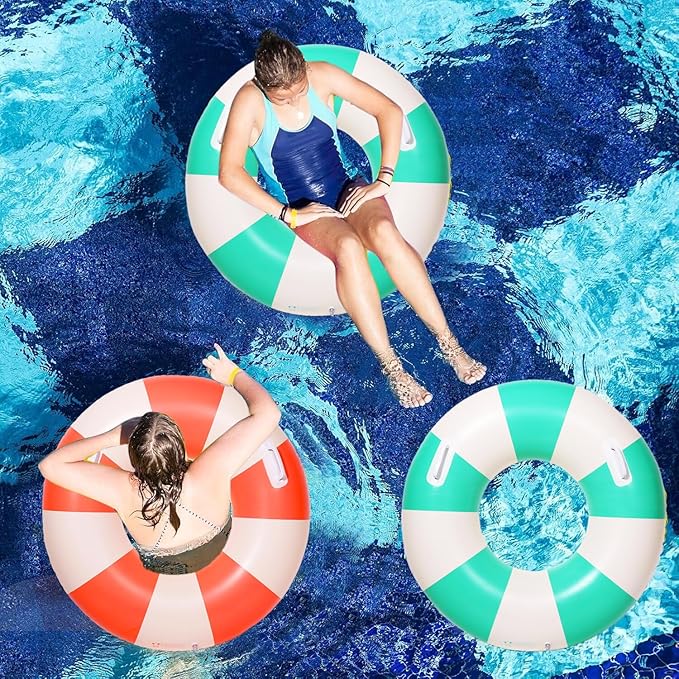 2PCS Large Swimming Pool Tubes Inflatable Pool Floats for Adult Swim Ring Floaties Inflatable Swimming Pool Raft Summer Beach Lounger Float Party Supplies