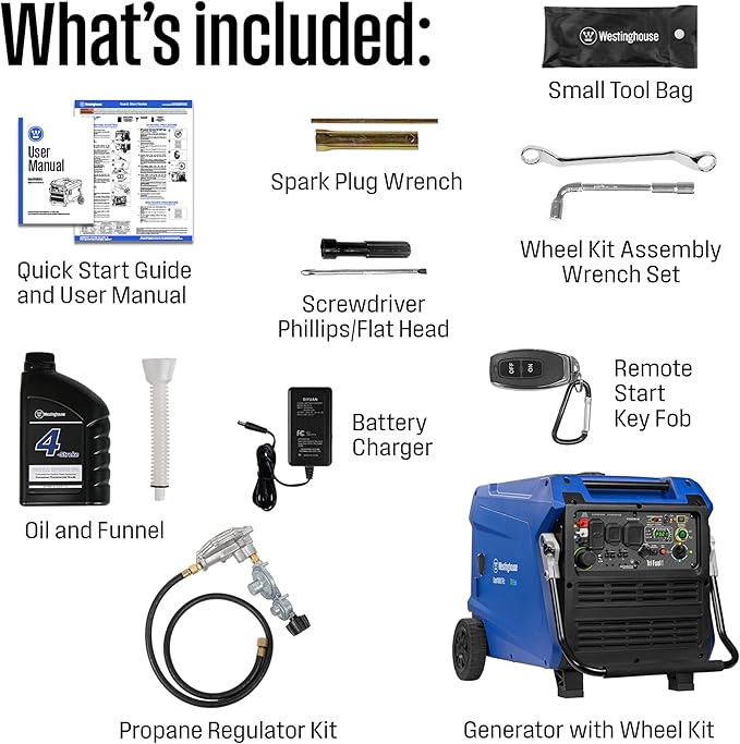 Westinghouse 11000 Peak Watt Tri-Fuel Portable Inverter Generator, Remote Start, Transfer Switch Ready, Gas/Propane/Natural Gas Powered, Low THD, Safe for Electronics, Parallel Capable, CO Sensor