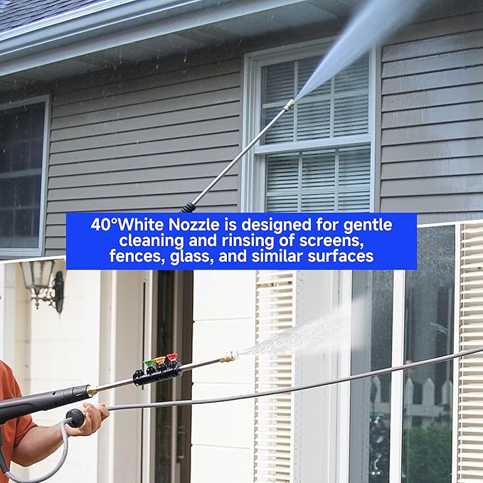 Tool Daily Pressure Washer Tips, 40 Degree White Power Washer Nozzle Tips 7 Pack with Nozzle Holder, 1/4 Inch Quick Connect, 4000 PSI