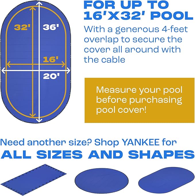 Yankee Pool Cover for Oval Pool | 16 x 32-ft | Oval Winter Pool Cover for Above Ground Pools | Extra Thick & Durable, UV-Resistant | Above-Ground Pool Protection