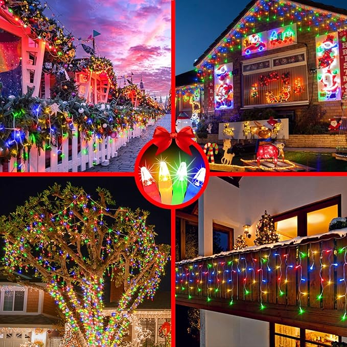 1620 LED Christma Lights with 360 Drops, 164ft Outdoor Hanging lights with 8 Modes & Timer Memory, Outsite Waterproof Curtain String Lights for Front House Fence Tree Holiday Decorations Multicolor