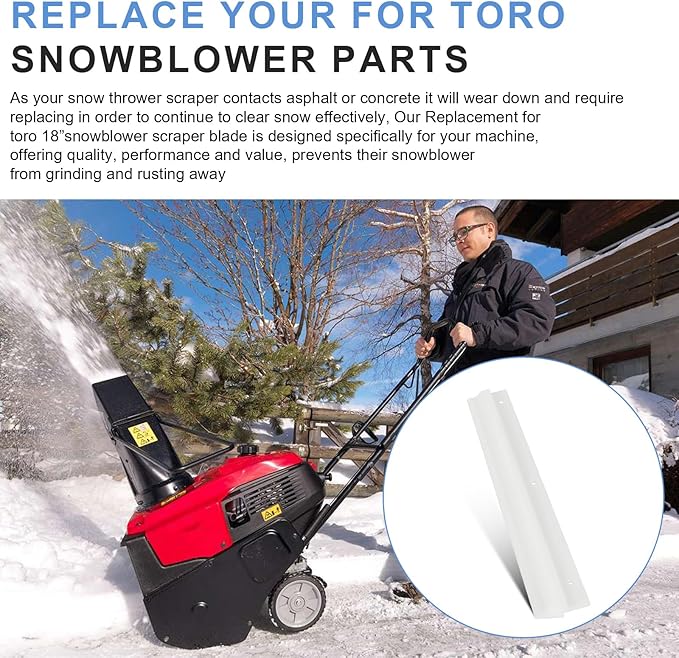38267 Replacement Scraper Blade and Hardware Kit Fits for Toro 18" Power Clear Single Stage Snowthrowers, fit 1 x 117-7717 Spare Scraper, Help Optimum Performance for Toro Power Clear 18" Snow thrower
