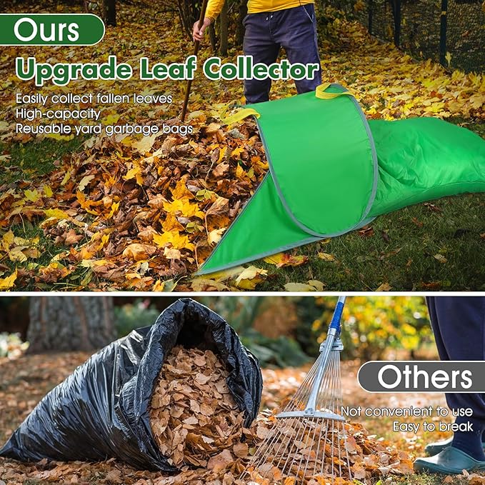 Leaf Collector with Extension Lawn Bags,Portable Pop Up Leaf Bag,Thickened Leafs Scoops,Reusable Yard Garden Bags for Leaves and Trash (1 Pack)
