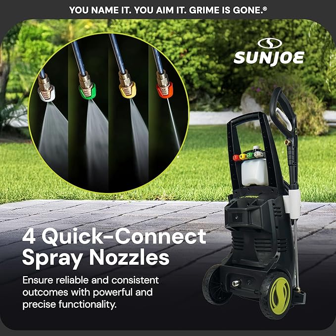 Sun Joe Electric Pressure Power Washer w/ 4 Nozzles & Foam Cannon, 2200 PSI (PWMA Certified), 1.1 GPM, 14.9-Amp Motor - Heavy-Duty Cleaning Machine for Patios, Decks, & Sidewalks, SPX3000-XT1 XTREAM