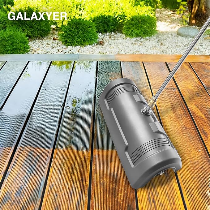 GALAXYER Pressure Washer Surface Cleaner, Metal Floor Washer Accessories for Driveways Sidewalks Patios with 2 Extension Pole Attachments, 1/4-inch Quick Coupler