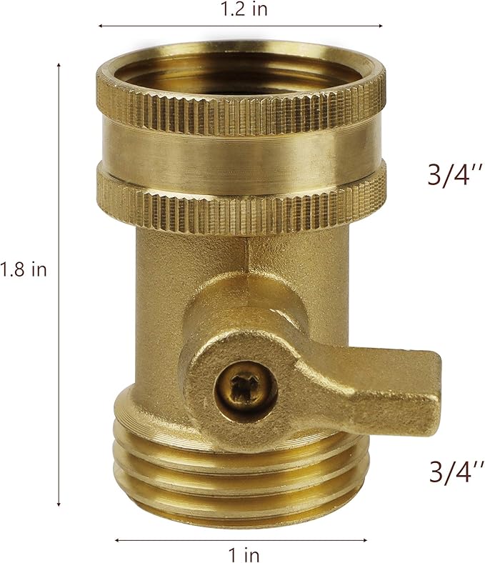 Twinkle Star Water Hose Shut Off Valve, 2 Pack Heavy Duty 3/4 Inch Solid Brass Garden Hose Connector, TWIS3003