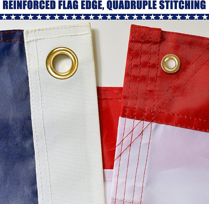 American Flag 6x10 Ft, Five Brass Grommets Multipurpose US Flag, Embroidered Stars, Sewn Stripes, Outdoor Heavy Duty Durable USA Flags, Hanging Indoor/Bedroom/Room/Wall American Flag