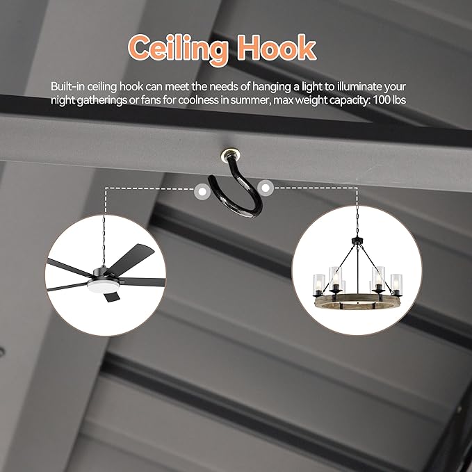 12' X 18' Double-Tier Hardtop Gazebo, Thermal Transfer Faux Wood Metal Gazebo with Galvanized Steel Roof Curtain and Netting, Permanent Gazebo Pavilion for Patio, Backyard, Deck, Lawn