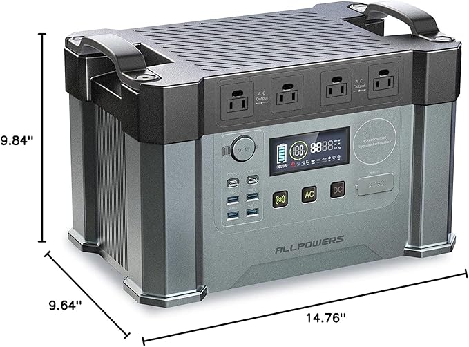 ALLPOWERS 2400W Portable Power Station 1451.6Wh MPPT Solar Generator with 2700W (AC+DC) Home Backup Battery for Outdoor Camping RV Emergency Off-Grid