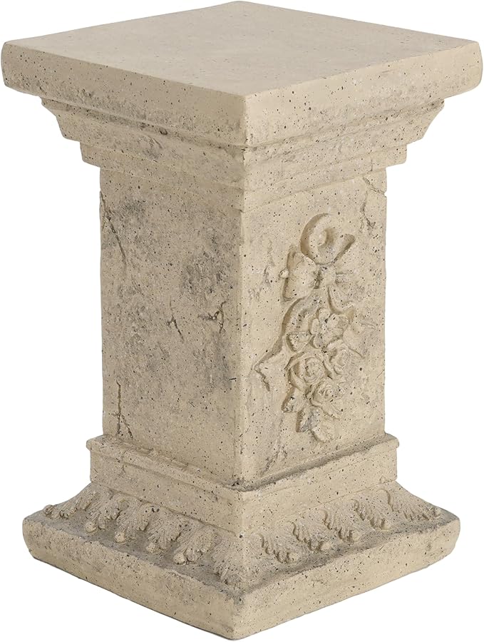 Decorative Roman Column Pedestal Column Plant Stand, Vintage European Style Classical Garden Pillar, Indoor Outdoor Decor, Pedestal Columns Plants Standing for Entryway Garden Yard Home (Sand/19 H)