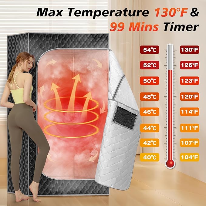 Portable Sauna Box, Personal Steam Sauna for Home with Steamer, Remote Control, Folding Chair and Mat, Portable Steam Sauna Tent, Home Spa for Relaxation(Gray)
